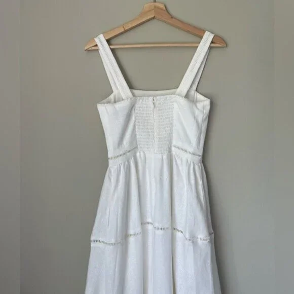 NEW Reformation Everett Linen Midi Dress White | US 2 UK 6 - Picture 10 of 16